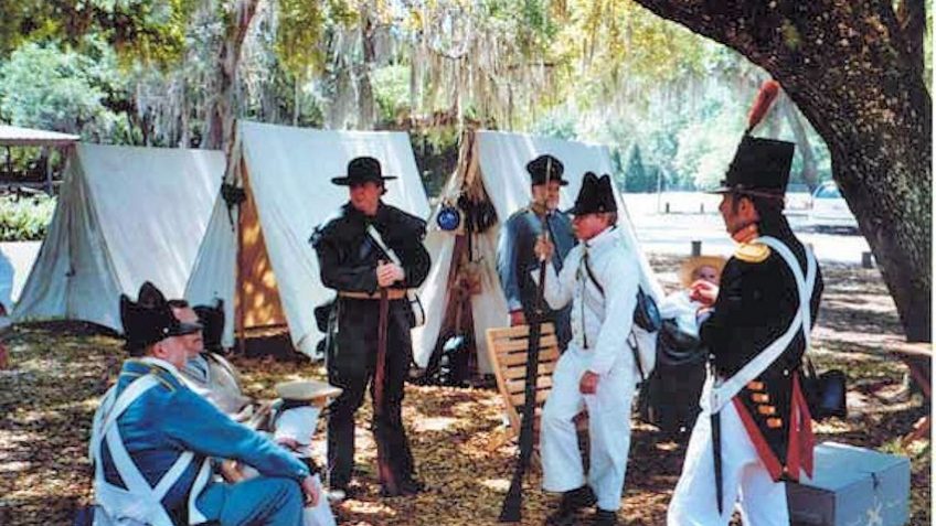 historical military re-enactment at fort christmas during an original orlando tours visit to historic christmas florida