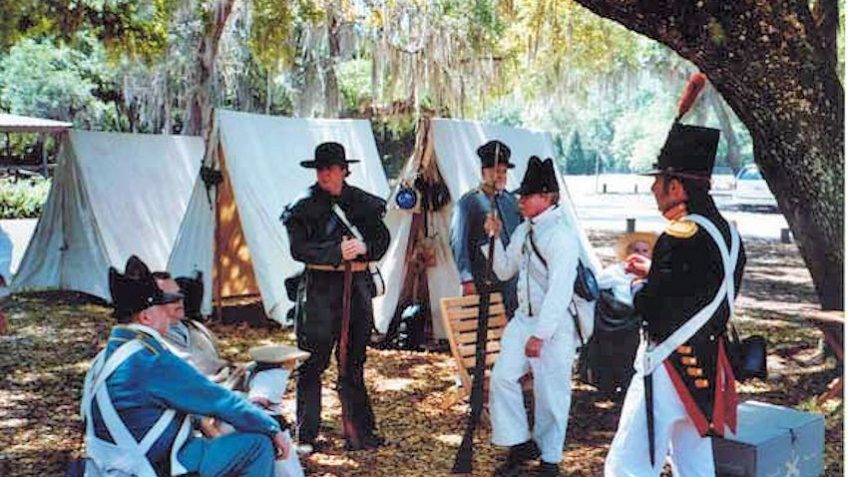 historical military re-enactment at fort christmas during an original orlando tours visit to historic christmas florida