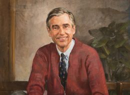 Fred Rogers portrait at rollins college in historic old world winter park seen during original orlando tours