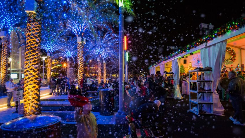 the beauty of christmas fun comes alive as snow falls during an original orlando tours visit to light up ucf